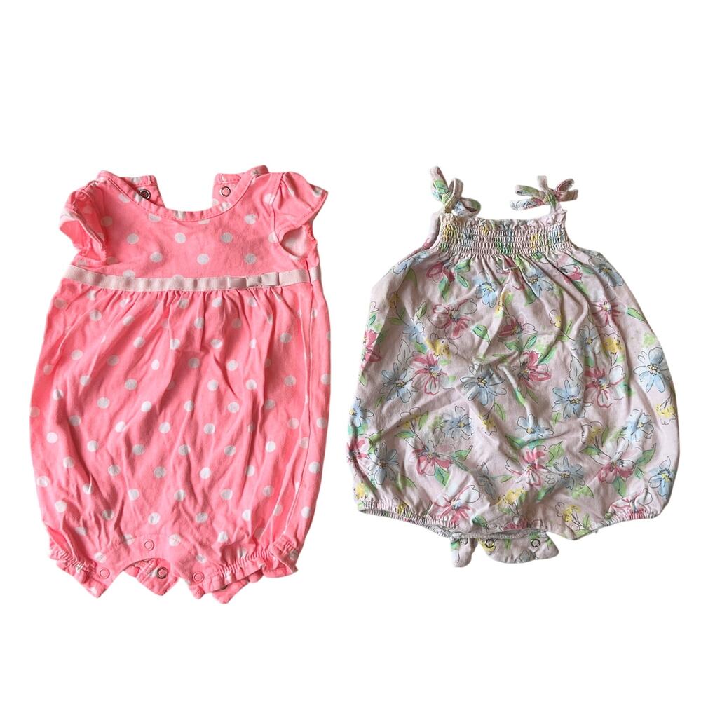 Carter’s Baby Girl Onesie size 3M Bright Pink & Little Me size 6M Pink Floral